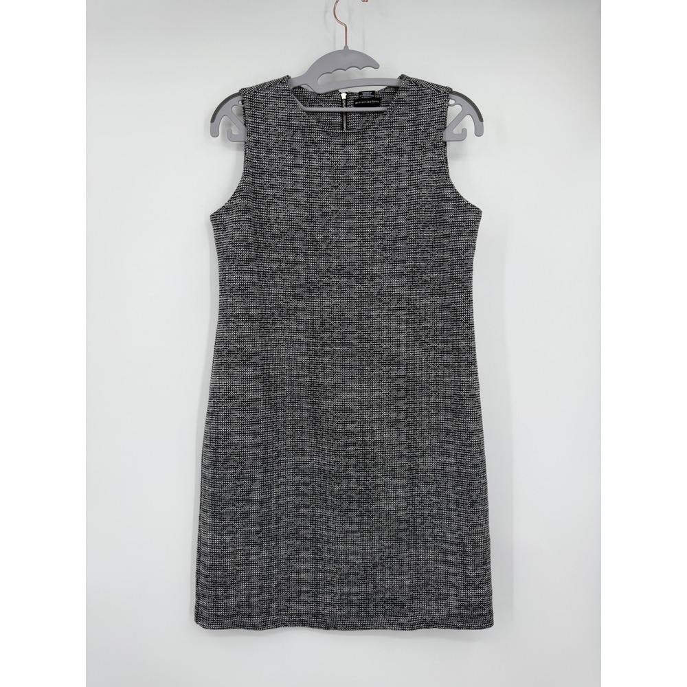 Mercer & Madison Black White Textured Knit Sleeveless Shift Dress Small